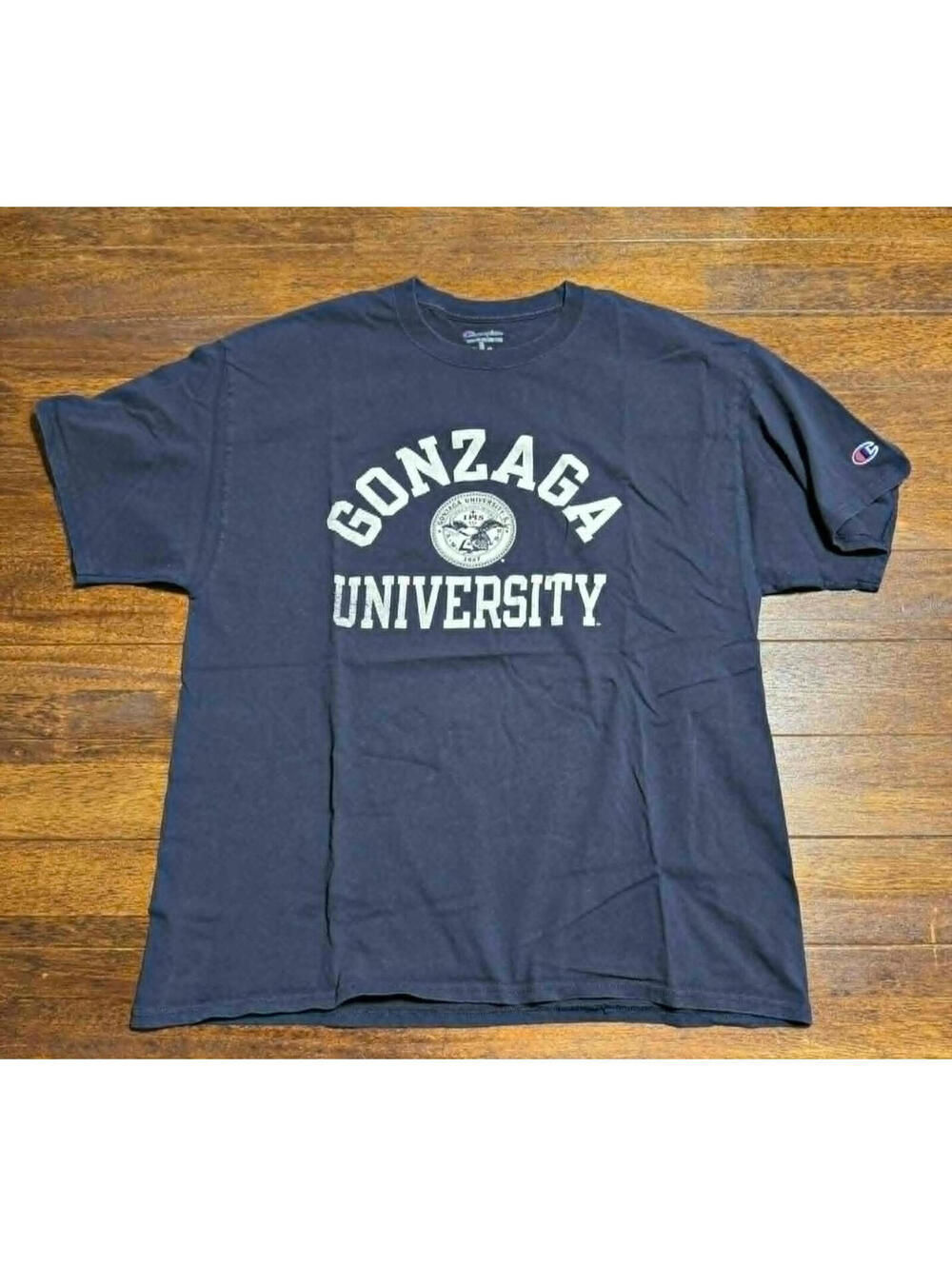 Vintage Champion Gonzaga Bulldogs T-shirt Men’s Large Short Sleeve Navy Blue Y2K